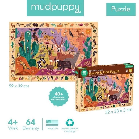 Mudpuppy Puzzle obserwacyjne Amerykańska pustynia 64 elementy 4+