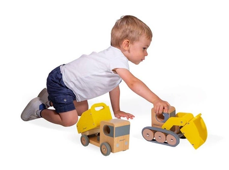 Wywrotka i spychacz drewniane Bolid 2+, Janod