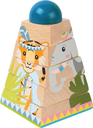 Obracane drewniane klocki Dzikie zwierzęta, 11090- Small foot, układanki dla dzieci