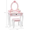 VIGA Duża Toaletka Drewniana Biało-Różowa z Lustrem i Krzesełkiem
