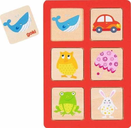 Gra logiczna pamięciowa Memo i Lotto Kolorowe ramki 56780-Goki, zabawki drewniane