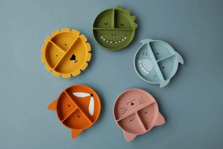 Silikonowy Talerz Trójdzielny z Przyssawką - Rekin Trixie Baby