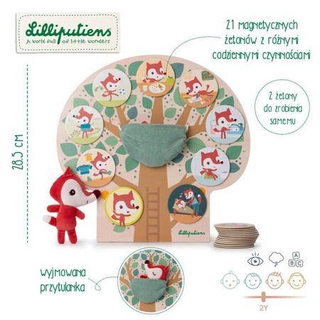 Lilliputiens Drewniana tablica magnetyczna "Mój dzień" Lisiczka Alice 2 lata +