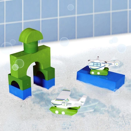Zabawka do kąpieli BathBlocks - Odrzutowiec i helikopter 10 el.