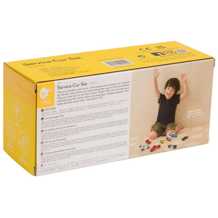 CLASSIC WORLD Drewniane Samochodziki Policja Straż Laweta Zestaw 3 szt.