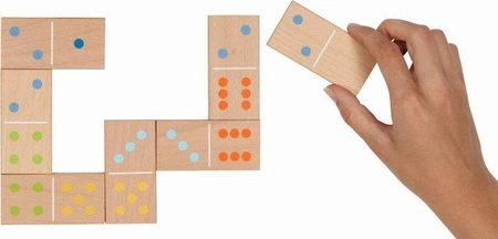 Duże klasyczne domino z drewna XXL w bawełnianej torbie 56758-Goki, gry dla dzieci