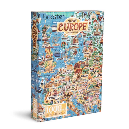 Bopster, ilustrowane puzzle 1000 el Mapa Europy