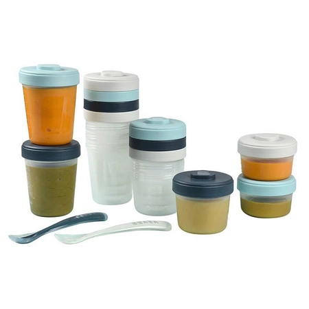 Beaba Zestaw słoiczków Clip 12 szt. (2x90ml, 4x150ml, 6x250ml) + 2 łyżeczki Storm