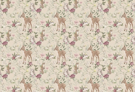 Tapeta Dziecięca WOODLAND GIRLS BEIGE Malumi