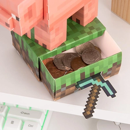 Zestaw do samodzielnego montażu skarbonki - Świnka Minecraft