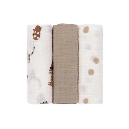 Lassig Muślinowy otulacz-kocyk z biobawełny Zestaw 3 szt. 85x85cm Little Mateys royal blue