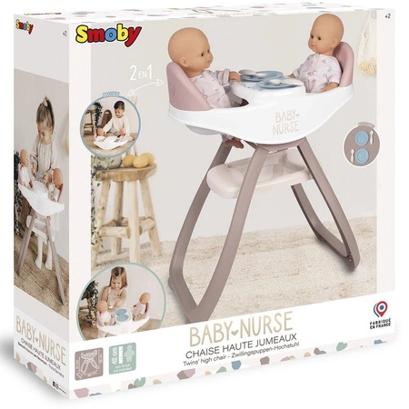 SMOBY Baby Nurse Krzesełko do Karmienia dla Bliźniąt Lalek