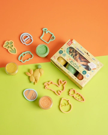 ChildGen, Zestaw kreatywny WIOSNA, 100% naturalna ciastolina i 8 kształtów, foremki MINI PREMIUM SET