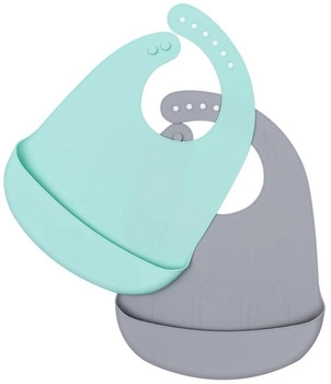 Zestaw śliniaków silikonowych z kieszonką We Might Be Tiny - Mint + Grey