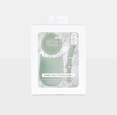 EZPZ Silikonowy kubeczek ze słomką Mini Cup + Straw Training System 120 ml pastelowa zieleń
