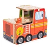 Drewniany garaż zestaw straży pożarnej 2w1 – remiza i wóz 2 piętra figurki pojazdy ECOTOYS
