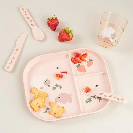 Done by Deer Kubek dla Dziecka Glass L 220ml Tiny Farm Powder