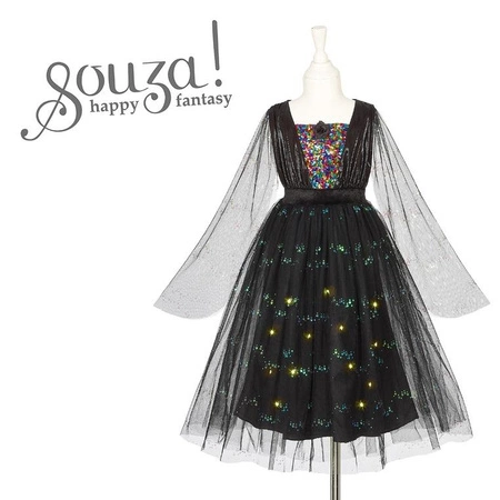 Souza! Kostium sukienka tiulowa z cekinami i lampkami LED czarownica Agatha 5-7 lat