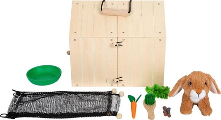 Drewniany domek królika z wybiegiem i akcesoriami 12399 Small Foot, maskotki dla dzieci