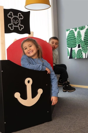 Drewniany statek piracki meble dla dzieci łódka wyposażenie zabawka Micki