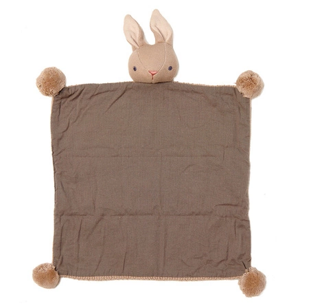 Kocyk przytulanka z bawełny organicznej GOTS, Taupe Bunny, ThreadBear Design