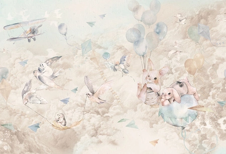 DREAM Baby Mint - Tapeta W Chmury I Zwierzątka Malumi