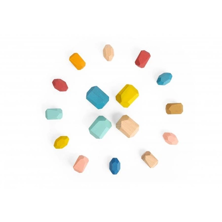 TOOKY TOY Klocki Drewniane Balansujące Kamyczki Edukacyjne Montessori 16 el. Certyfikat FSC