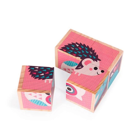 Klocki drewniane Puzzle 6w1 Zwierzątka, Janod