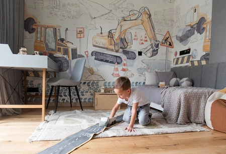 PLAC BUDOWY Mural - Mint - Tapeta Dla Chłopca Z Maszynami Budowlanymi Malumi