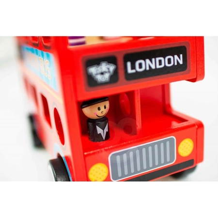 TOOKY TOY Drewniana Zabawka Autobus London Bus z Pasażerami