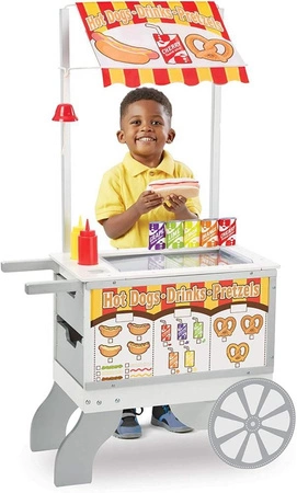 Drewniane stoisko na kółkach z lodami i przekąskami 19350-Melissa & Doug, zabawa w sklep i restaurację
