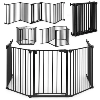 Bramka kojec barierka ochronna dla dzieci i zwierząt 5 paneli 60 cm metal czarny ECOTOYS