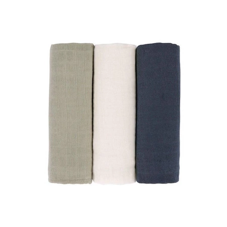 Lassig Muślinowy otulacz-kocyk 85x85cm Zestaw 3 szt. olive/milky/navy