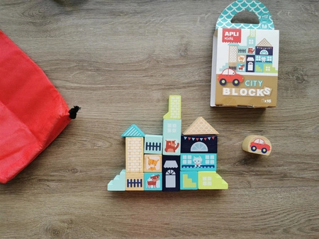 Drewniane klocki z woreczkiem Apli Kids - Miasto