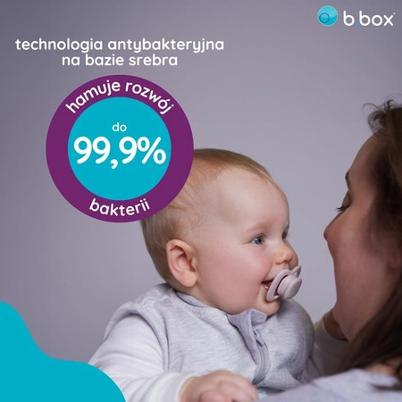 Smoczek dla niemowlaka 2 szt.– symetryczny smoczek silikonowy 6 mies.+ róż/latte, b.box