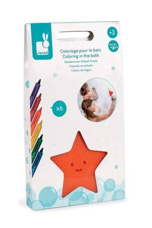 Kredki do kąpieli 6 kolorów z gąbką 3+, Janod