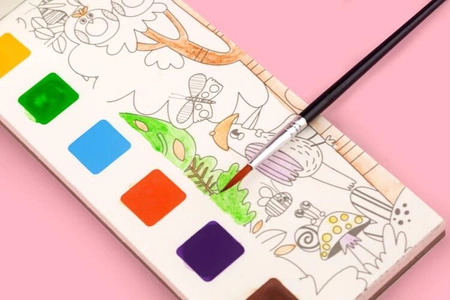 mierEdu Kieszonkowa kolorowanka akwarelowa z pędzelkiem- Zwierzątka ME241