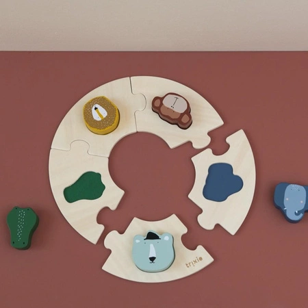 Drewniane okrągłe puzzle ze zwierzątkami Trixie Baby