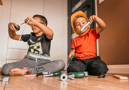 WOOPIE Zestaw Narzędzi Majsterkowicza dla Dzieci Kask Piła Śrubki 21 el.