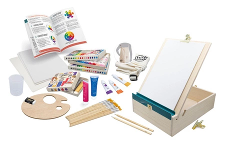 Drewniana teczka artysty z akcesoriami 5440