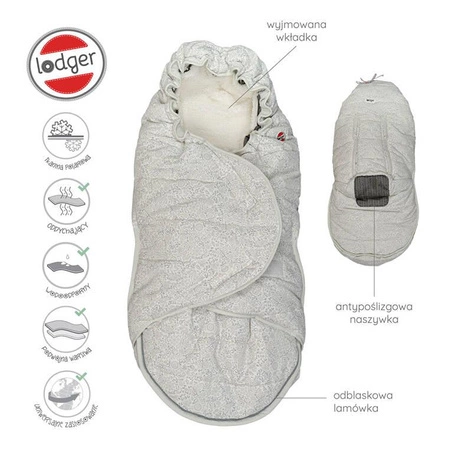 Lodger Wodoodporny zimowy śpiworek do wózka szary Taslon Drizzle