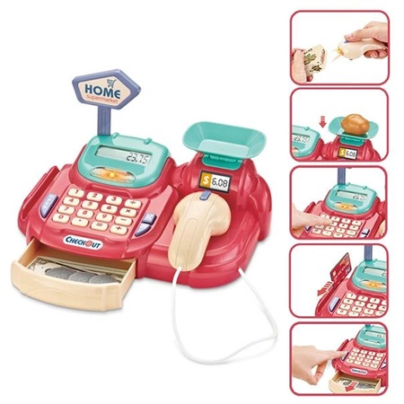 WOOPIE Kasa Sklepowa Koszyk na Zakupy Światło Dźwięk + 24 Akcesoria