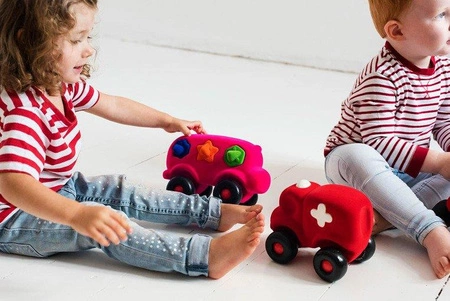 Rubbabu Autobus sorter z 6 klockami sensoryczny różowy