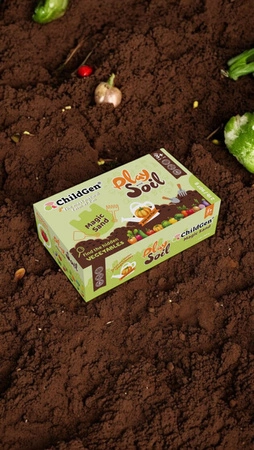 ChildGen, Piasek kinetyczny, Magiczna gleba z warzywami 100% naturalny, 907g w pojemniku