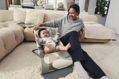 BABYBJORN - leżaczek BLISS COTTON, Khaki/Green Print