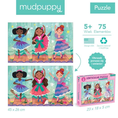 Mudpuppy Puzzle soczewkowe z ruchomym obrazkiem Baletnice 75 elementów 5+