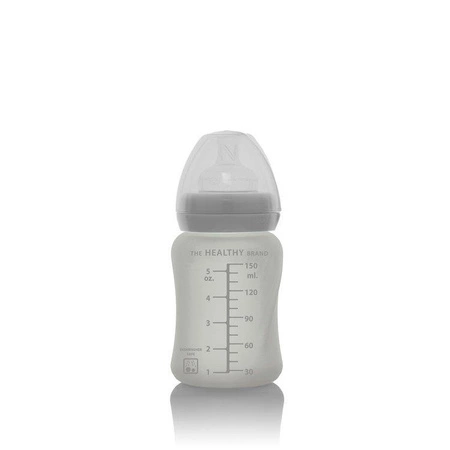 Szklana butelka ze smoczkiem S, 150 ml, szara, Everyday Baby