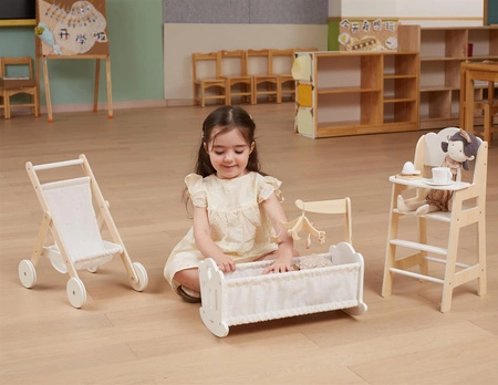 VIGA PolarB Krzesełko do Karmienia dla Lalek Białe Drewniane