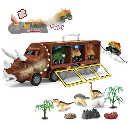 WOOPIE Cięzarówka Dinozaur z Wyrzutnią i Samochodzikami 15 el.