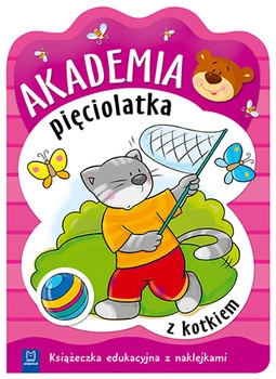 Akademia pięciolatka z kotkiem książeczka edukacyjna z naklejkami